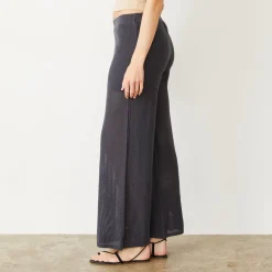 MONROW Cotton Mesh Wide Leg Pant FADEDBLACK Sale